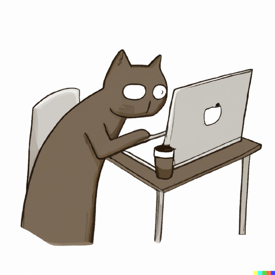 Cat working on computer